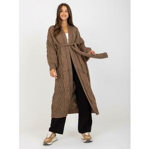 Női hosszú oversize pulóver RUE PARIS barna kép