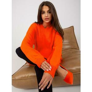 Női túlméretezett kötött pulóver RUE PARIS narancssárga kép