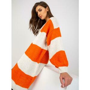 Női kötött pulóver OCH BELLA ecru-narancs kép