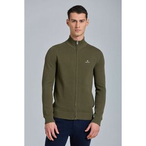 KARDIGÁN GANT COTTON PIQUE ZIP CARDIGAN zöld L kép