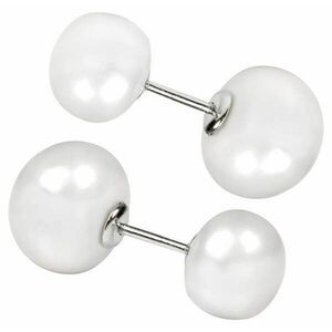 JwL Luxury Pearls JwL Luxury Pearls Fehér igazgyönggyel díszített kétoldalú ezüst fülbevaló JL0255 kép