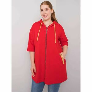 Women's red plus size sweatshirt with zip fastening kép