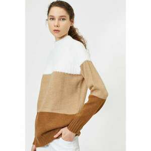 Koton Women's Brown Color Block Sweater kép