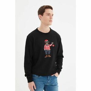 Trendyol Black Men Regular Fit Christmas Embroidered Sweater kép