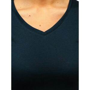 Women's fashion t-shirt with a "V" neckline - dark blue, kép