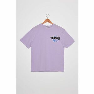 Trendyol Lilac Men's Wide Cut Short Sleeve Printed T-Shirt kép
