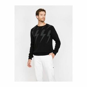 Koton Men's Black Patterned Knitwear Sweater kép
