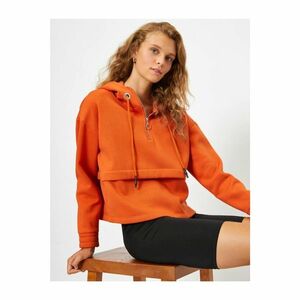 Koton Women's Orange Hoodie Zipper Detailed Sweatshirt kép
