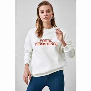 Trendyol Ecru Printed Basic Knitted Slim Sweatshirt kép
