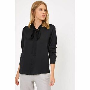 Koton Women's Black Collar Detailed Long Sleeve Blouse kép