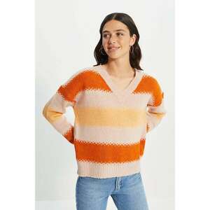 Trendyol Pink V-Neck Knitwear Sweater kép