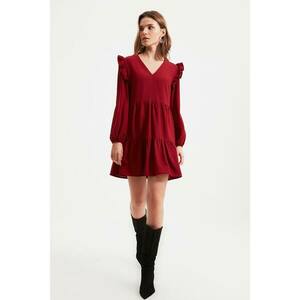 Trendyol Claret Red Petite Pleated Dress kép