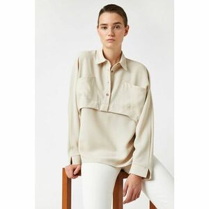 Koton Buttoned Long Sleeve Shirt Collar Pocket Detailed Blouse kép