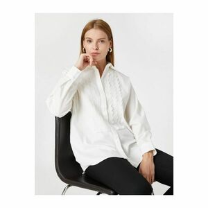 Koton Women's White Blouse Shirt with Ruffle Detailed Long Sleeve kép