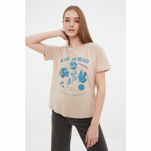 Trendyol Stone Printed Semi-Fitted Knitted T-Shirt kép