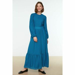 Trendyol Indigo Polka Dot Patterned Waist Detailed Woven Dress kép