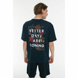 Trendyol Navy Blue Men's Printed T-shirt kép
