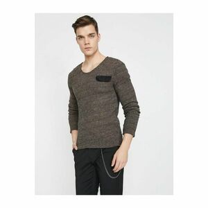 Koton Men's Brown Pocket Detailed Sweater kép