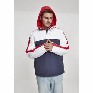 3-Tone Padded Pull Over Hooded Jacket navy/white/fire red kép