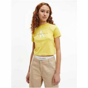 Yellow Women's T-Shirt with Calvin Klein Print - Women kép