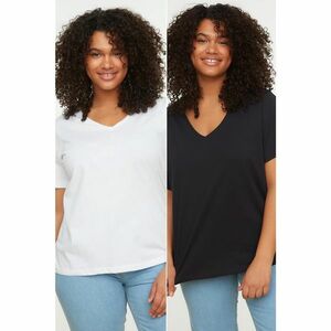 Trendyol Curve Black-White 2-Pack Basic Knitted T-Shirt kép