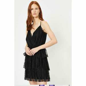 Koton Tulle Lace Detailed Dress Evening Dress Frilly Double Breasted Strap Mini kép