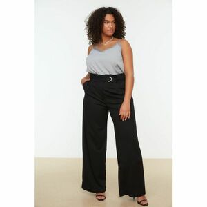 Trendyol Curve Black Belt Detailed Pleated Knitted Trousers kép