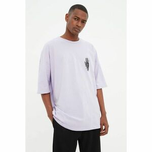Trendyol Lilac Men's Oversize Fit Crew Neck Short Sleeve Printed T-Shirt kép