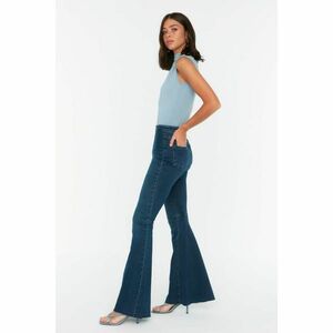 Trendyol Navy Blue High Waist Flare Jeans kép