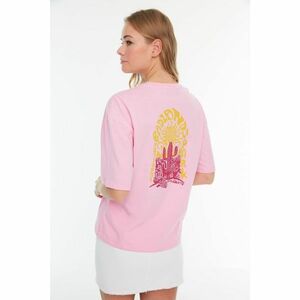 Trendyol Pink Printed Loose Knitted T-Shirt kép