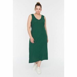 Trendyol Curve Green V Neck Knitted Dress kép