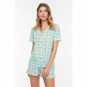Trendyol Multicolored Checked Floral Patterned Knitted Pajamas Set kép