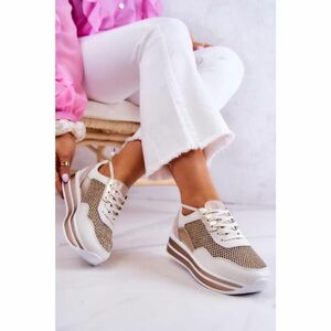Women's Sport Shoes Sneakers White and Gold Bourne kép