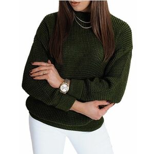 Sötétzöld bő kötött cameron pulóver kép