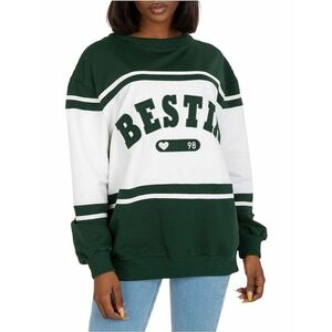 Zöld oversize női pulóver Beast felirattal kép