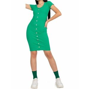 Zöld szűk szabású midi ruha rövid ujjal kép