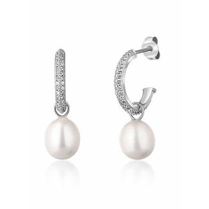 JwL Luxury Pearls JwL Luxury Pearls Gyönyörű ezüst karika fülbevaló valódi gyöngyökkel 2 az 1-ben JL0770 kép