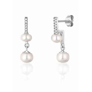 JwL Luxury Pearls JwL Luxury Pearls Ötletes ezüst fülbevaló valódi gyöngyökkel és cirkónium kövekkel JL0773 kép