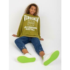 Női nyomtatott hosszú ujjú pulóver FREA oliva színű kép
