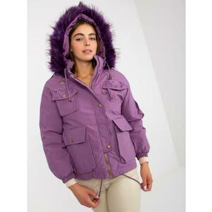 Női kabát szőrmével a kapucni ALIVIA lila kép