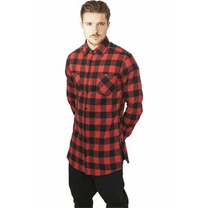Urban Classics Side-Zip Long Checked Flanell Shirt blk/red kép