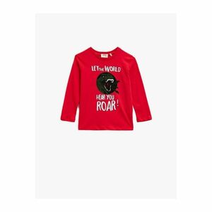 Koton Boy Red Cotton Long Sleeve Crew Neck Printed T-shirt kép