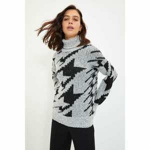 Trendyol Gray Turtleneck Jacquard Knitwear Sweater kép
