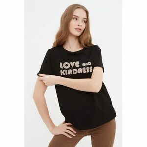 Trendyol Black Basic Printed Knitted T-Shirt kép