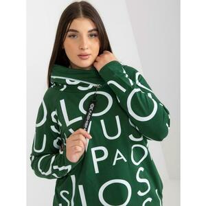 Női kapucnis pulóver nyomtatással plus size KARYN sötét zöld kép