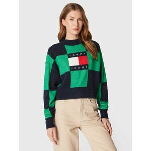 Tommy Jeans Sweater Checker Flag DW0DW14316 Zöld Relaxed Fit kép