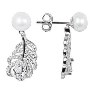 JwL Luxury Pearls JwL Luxury Pearls Gyöngy fülbevaló fehér igazgyöngyökkel és cirkónium kövekkel Toll JL0536 kép