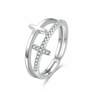 MOISS MOISS Luxus dupla ezüst gyűrű keresztekkel R00020 52 mm kép