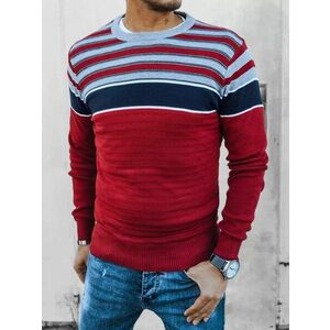 LegyFerfi Piros pulóver színes csíkokkal kép
