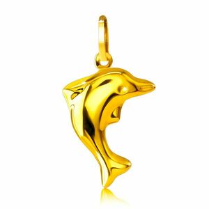 Medál 14K sárga aranyból - háromdimenziós csillogó ugró delfin kép